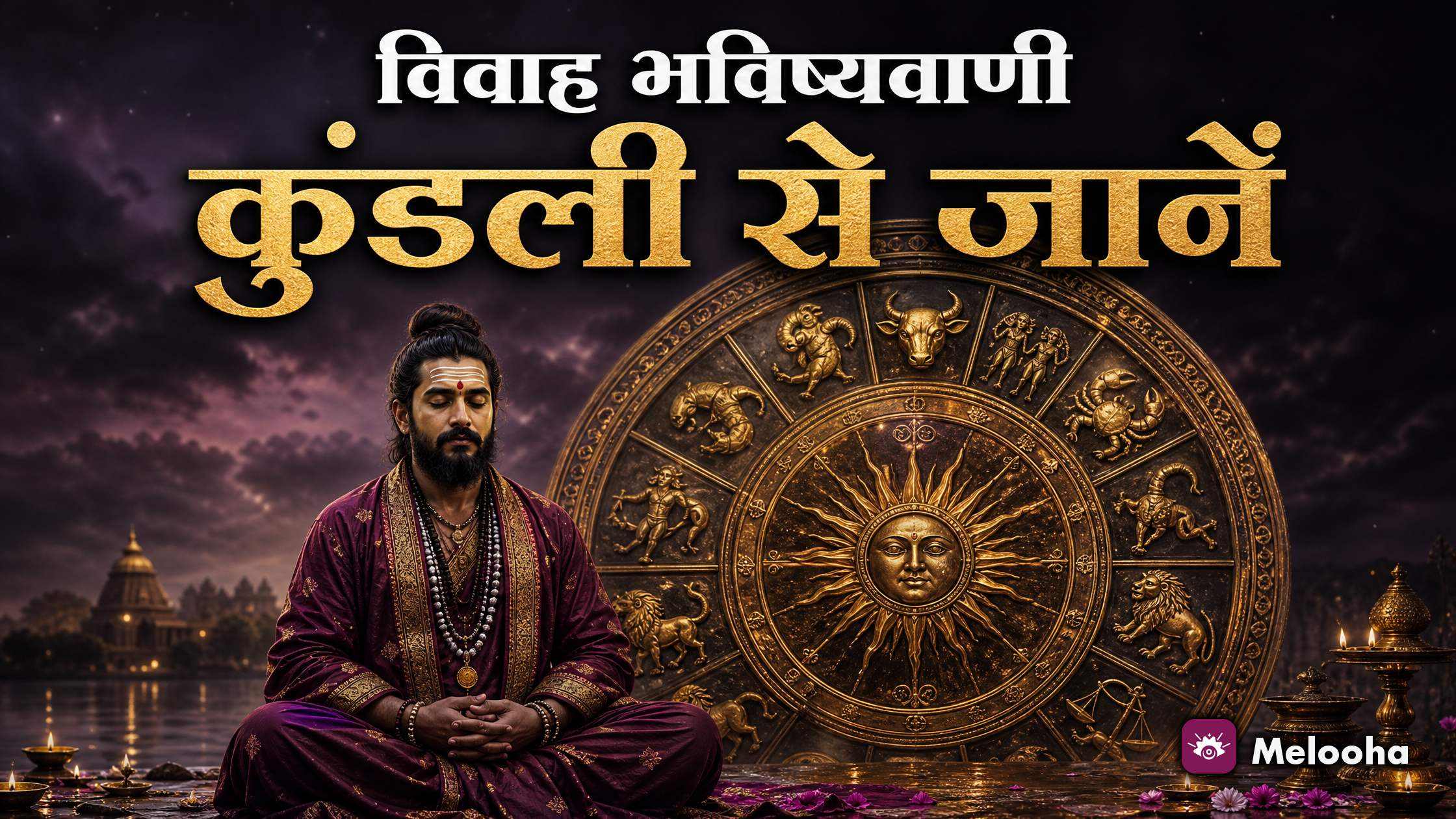 वैदिक कुंडली में सप्तम भाव, ग्रह और अष्टकूट मिलान दर्शाता चार्ट, विवाह भविष्यवाणी की अवधारणा के लिए