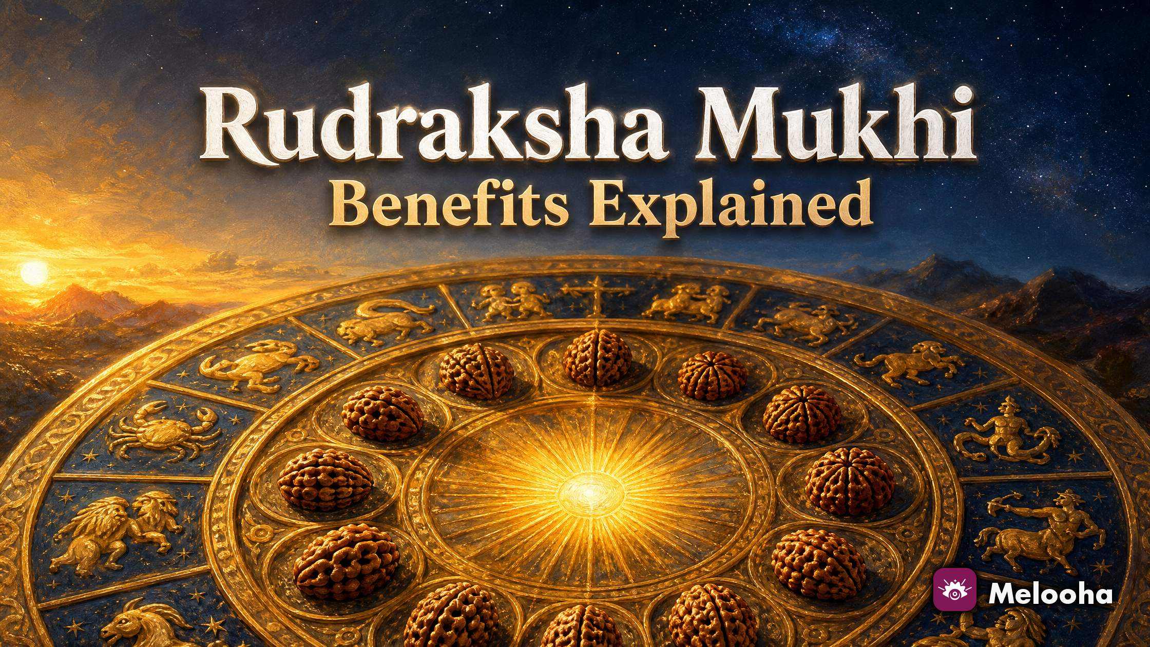 A single brown rudraksha bead with clearly visible natural grooves resting in an open palm beside a lit brass diya