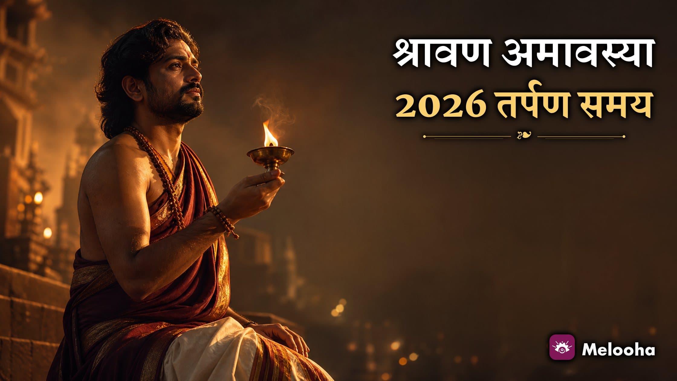 सुबह की हल्की रोशनी में नदी किनारे जल, तिल और कुश से पितरों को तर्पण अर्पित करते हाथ